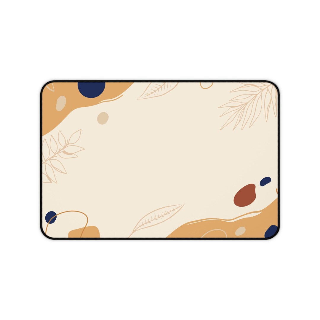 Abstract Boho Leaves Desk Mat Mouse Pad Neutral Beige Brown Modern ...