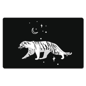 Personalized Tiger Desk Pad - Animal Print Large Desk Mat - Gaming Mat Desk Decorations - Exotic White Tiger Mousepad - Custom Gift For Him