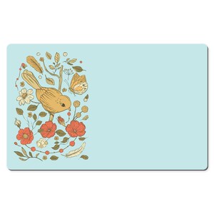 Bird And Flowers Gaming Desk Mat, Floral Gaming Mouse Pad, Computer Mouse Pad, Cute Mouse Pad, Pastel Mouse Pad image 1