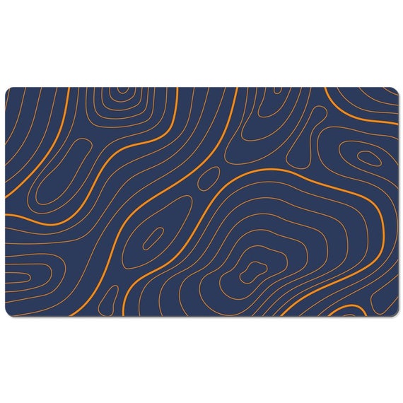 Blue Orange Topographic Mouse Pad, Masculine Desk Mat, Large Desk