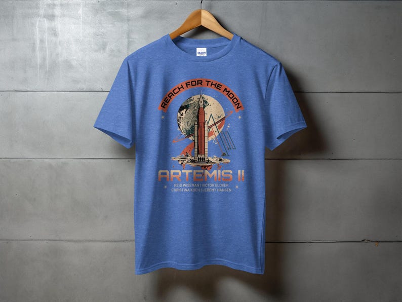 Artemis II Moon Mission Shirt, NASA Space Exploration Rocket, Reach For The Moon Lunar Program, Astronaut Crew Science Gift