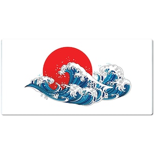 Kawaii Desk Mat, Vintage Blue Desk Mat, The Great Wave Off Kanagawa, Large Desk Mat, Cute Desk Mat, Anime Mouse Pad