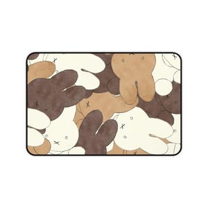 Süße braune Häschen Schreibtischmatte Mauspad Neutral Beige Ästhetische Große Gaming Einrichtung Gemütliche Tier Design Minimalistische Büro Dekoration