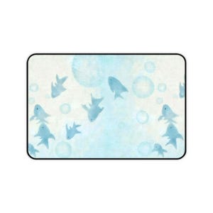 Aqua Blue Fish Desk Mat Mouse Pad Ocean Bubble Design Large Gaming Setup Underwater Aesthetic Cute Gamer Gift Decor