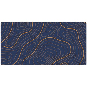 Blue Orange Topographic Mouse Pad, Masculine Desk Mat, Large Desk Pad, Big Gaming Mousepad 10x16 12x18 14x24 18x36