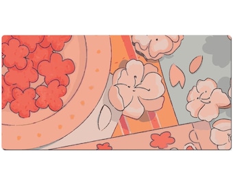 Cute Pastel Pink Cherry Blossom Kawaii Desk Pad, Cute Mouse Pad, Extra Large Desk Mat, Japanese Theme, Cute Office Accessories, Gamer Mouse