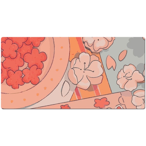 Cute Pastel Pink Cherry Blossom Kawaii Desk Pad, Cute Mouse Pad, Extra Large Desk Mat, Japanese Theme, Cute Office Accessories, Gamer Mouse