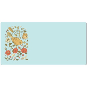 Bird And Flowers Gaming Desk Mat, Floral Gaming Mouse Pad, Computer Mouse Pad, Cute Mouse Pad, Pastel Mouse Pad image 3