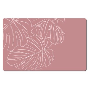 Unique Monstera Art Desk Mat - Custom Size Flower Mouse Pad - Geometric Computer Deskmat - Decorative Mousepad - Trendy Workspace Ideas