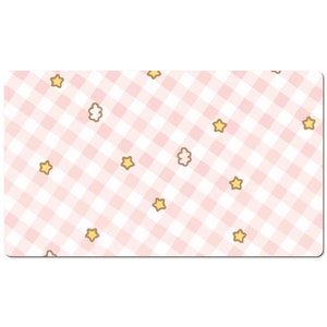 Pastel Star Grid Kawaii Mouse Pad Desk Mat, Large Desk Pad, Big Gaming Mousepad 10x16 12x18 14x24 18x36