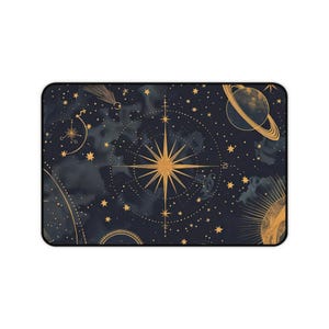 Himmlische Sternenkarte Schreibtischmatte Mauspad Gold Konstellation Galaxy Design Großes Gaming-SETup Mystisch Raum Ästhetisches Geschenk