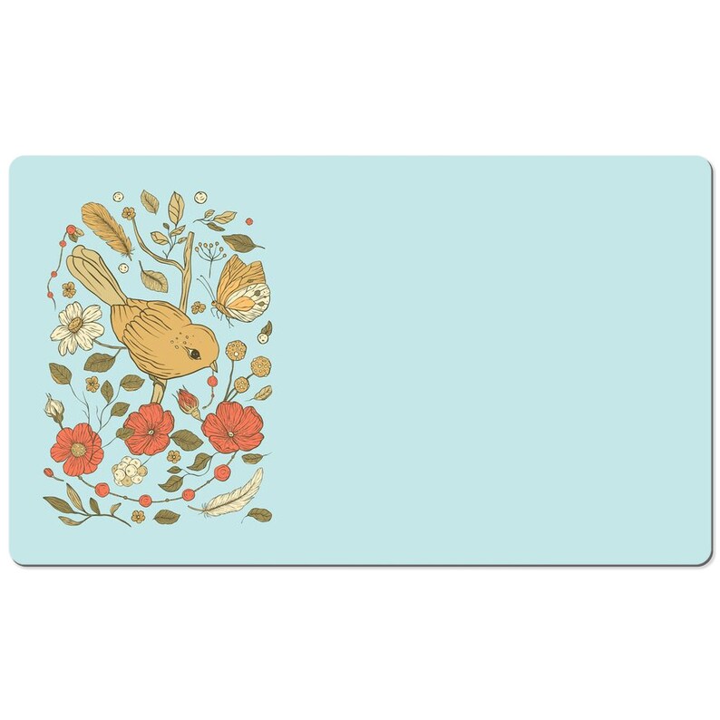 Bird And Flowers Gaming Desk Mat, Floral Gaming Mouse Pad, Computer Mouse Pad, Cute Mouse Pad, Pastel Mouse Pad image 2