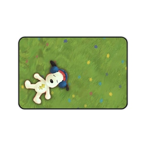 Tapis de bureau pour chien mignon dessin animé tapis de souris herbe verte configuration de jeu pastel cadeau gamer confortable grand accessoire de bureau pour décoration de bureau à domicile