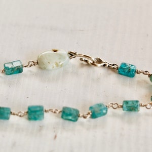 Apatite bracelet. Apatite and Silver bracelet. Apatite jewelry. Gorgeous blue stones. Bracelet for layering. Everyday bracelet.