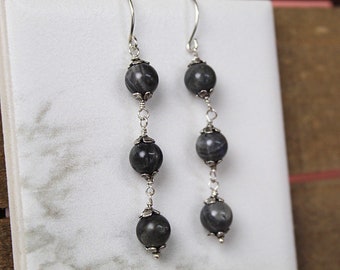 Labradorite dangle earrings. Silver and Labradorite. Labradorite earrings.