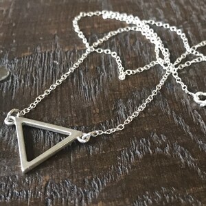Sterling Silver Triangle Necklace, Geometric Layering Jewelry