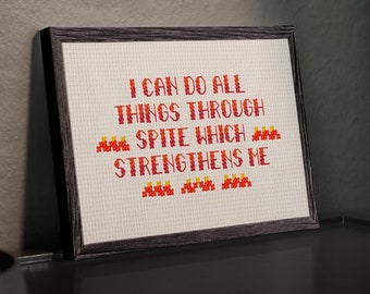 Spite Strengthens Funny Cross Stitch Millennial Humor Gift Snarky Embroidery Home Decor Subversive Cross-Stitch Wall Art