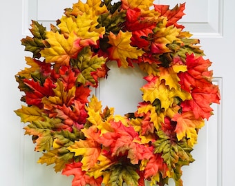 Maple Leaf Wreath, Fall Leaves Wreath, Autumn Leaves Wreath, Fall Foliage Wreath
