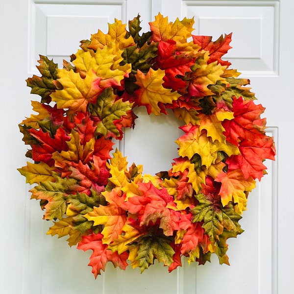 Maple Leaf Wreath, Fall Leaves Wreath, Autumn Leaves Wreath, Fall Foliage Wreath