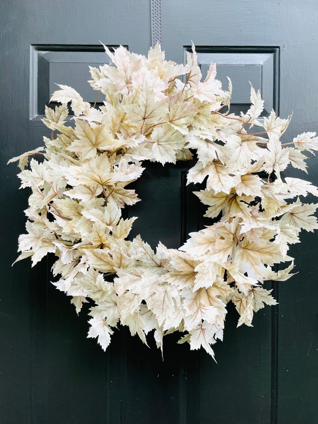 Beige Maple Leaf Wreath for Front Door, Neutral Fall Leaves, Cream ...