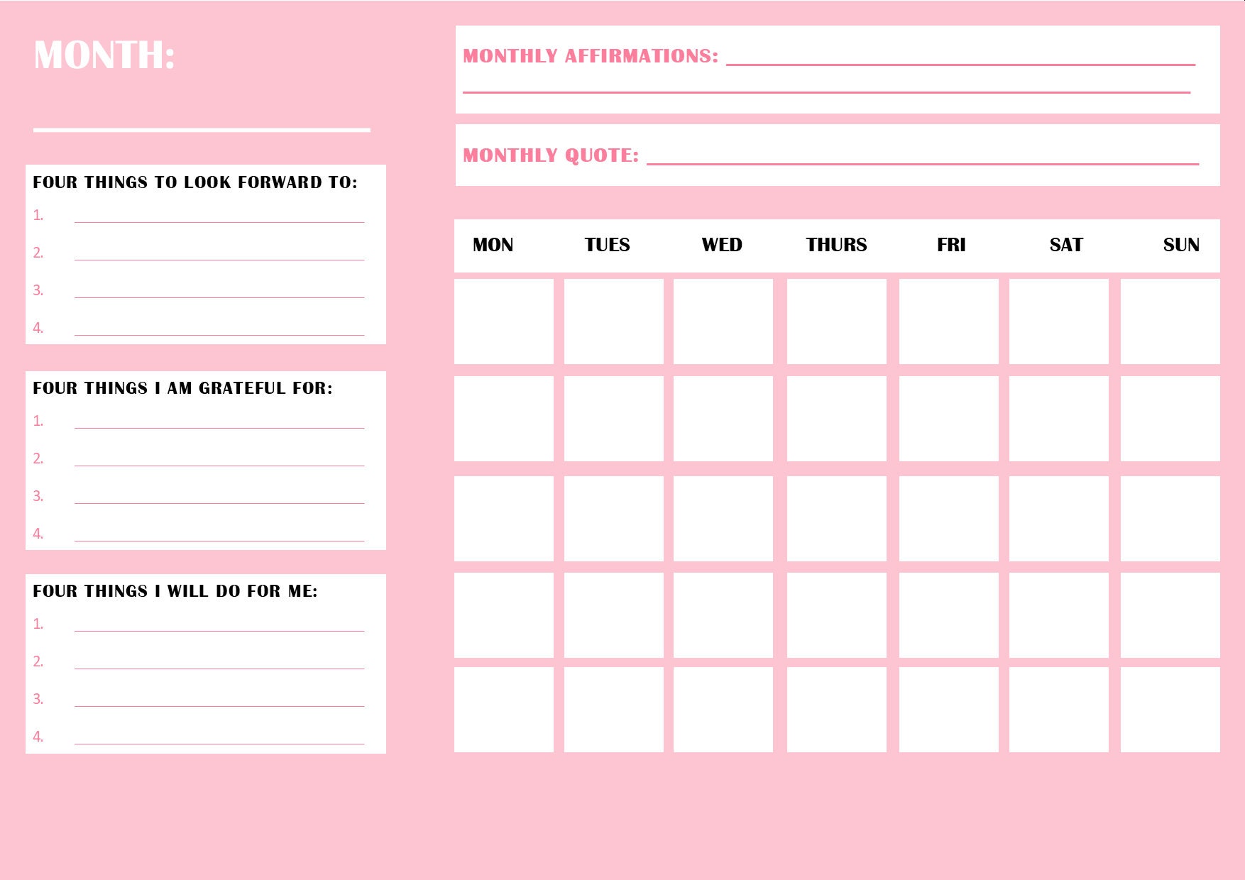 Weekly &amp; Monthly Printable Planner - Etsy