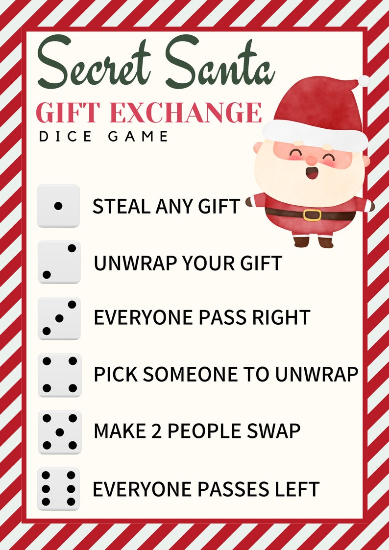 Secrete Santa Dice Game - Etsy