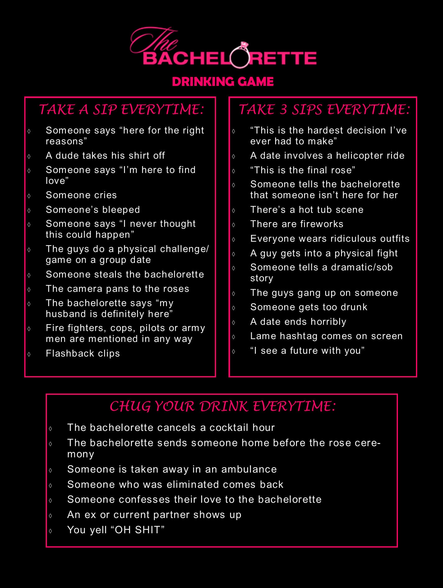 Movie and TV Show Drinking Games Etsy