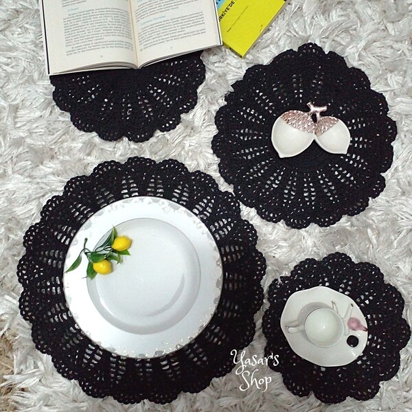 Handmade 4 pieces suplas, croshed doilies,FREE SHIPPING,Decorative Placemat,Table Topper, Crochet Bottom Set,Food Placemats,Dining Accessory