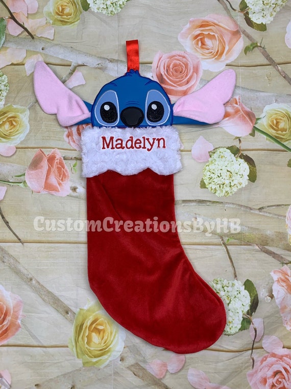 Stitch Inspired Christmas Stocking Stitch Holiday Stocking Lilo And Stitch Stocking Stitch Decorations