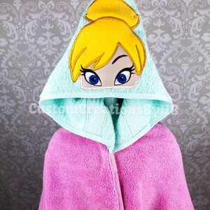 Tinkerbell and Personalised Name Embroidered on Towels Hooded Towel Bath Robes Tinkerbell and Personalised Name Embroidered on Towels Hooded Towel Bath Robes
