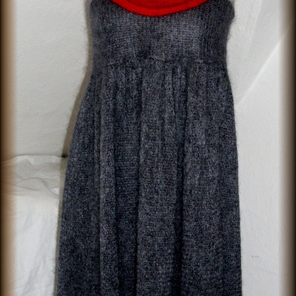 Strickkleid, Poncho, Strickrock, mit Schlauchschal, 100% Mohair, Unikat