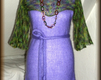 Knit dress with bolero, belt - knit, 100% Mohair, Unikat