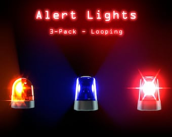 Draaiende waarschuwingslampjes | Set van 3 met lussen | Geanimeerde overlay VFX-decoratie voor Twitch YouTube OBS StreamElements