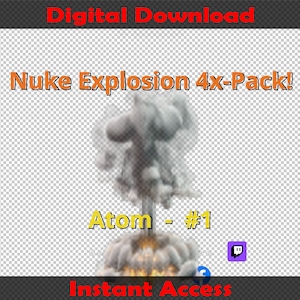 Nuke Explosion | Overlay 4-Pack | Animated Reaction Stream Effects | Digital Download