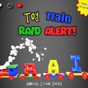 Toy Train | Raid Alert | Animated Stream Overlay for Twitch & OBS | Digital Download