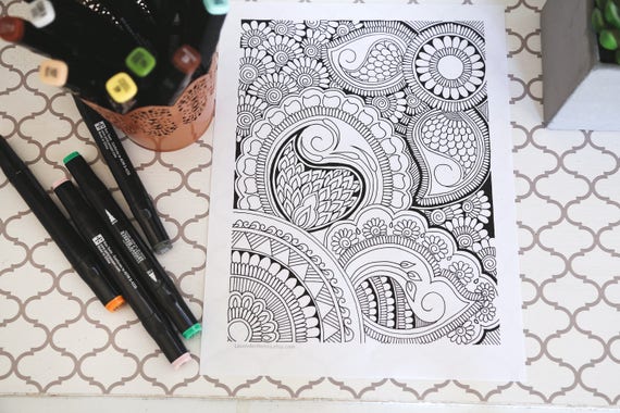 Coloring Page Paisley Coloring Page Printable Coloring | Etsy