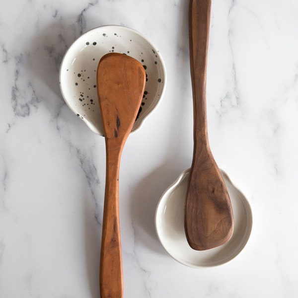 White Stoneware Spoon Rest - FREE UK SHIPPING