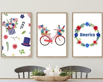 Stampe artistiche da parete del 4 luglio: decorazioni patriottiche per la casa (download digitale)