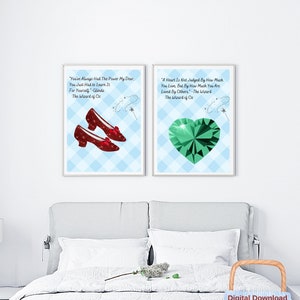 Wizard of Oz Wall Art, Ruby Slippers, Home Decor, Nursery Decor, Oz Art, Whimsical Art, Bedroom Decor, Vintage Wall Art, Baby Wall Decor