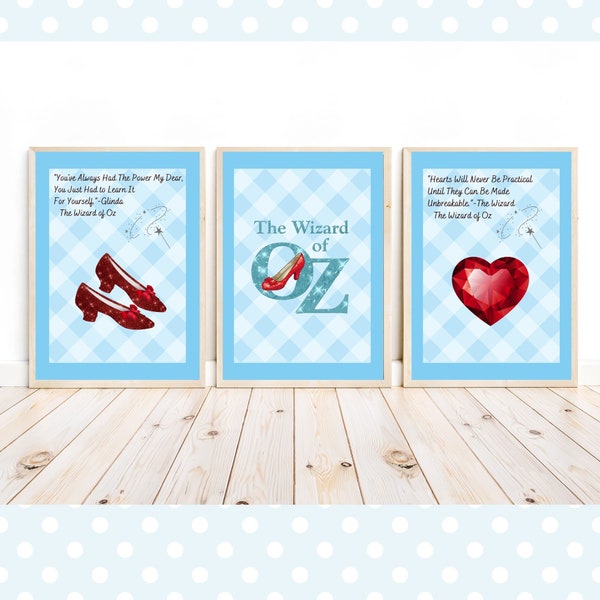 Wizard of Oz Art, Digital Download, Ruby Slippers, Blue Gingham, Wall Decor, Home Decor, Nursery, Baby Wall Art, Bedroom Decor