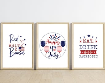 Stampe artistiche da parete del 4 luglio: decorazioni patriottiche per la casa (download digitale)