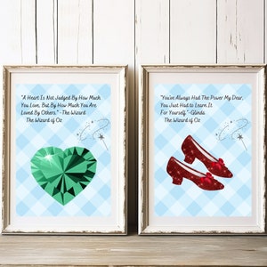 Wizard of Oz, Digital Download, Dorothy Art, Ruby Slippers, Emerald City, Oz Art, Blue Gingham, Wizard of Oz Quotes, Whimsical Wizard of Oz