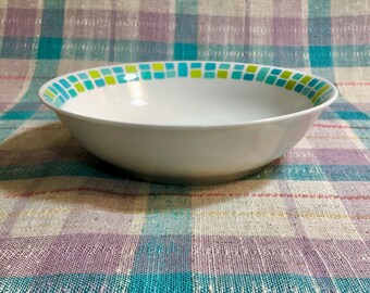 ROYAL NORFOLK Mid-Century Modern Green Blue Colorblock Serving Bowl