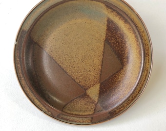 Three Mid-Century Stoneware Brown Salad Plates from Iron Mountain Pottery, Roan Pattern