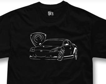 T-Shirt for mazda rx8 fans wankel rotary silver print tshirt - sweatshirt - hoodie