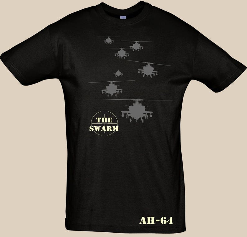 Apache AH-64 Kampfhubschrauber T-Shirt, US-Army-T-Shirt, USA-Grafikdesign, Größen S–5XL Bild 3