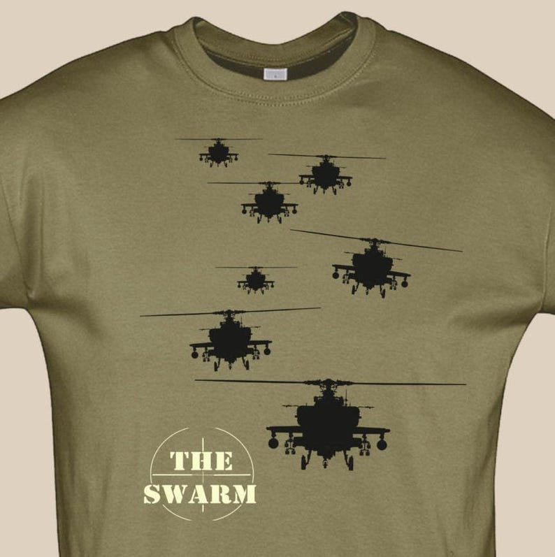 Apache AH-64 Kampfhubschrauber T-Shirt, US-Army-T-Shirt, USA-Grafikdesign, Größen S–5XL Bild 1