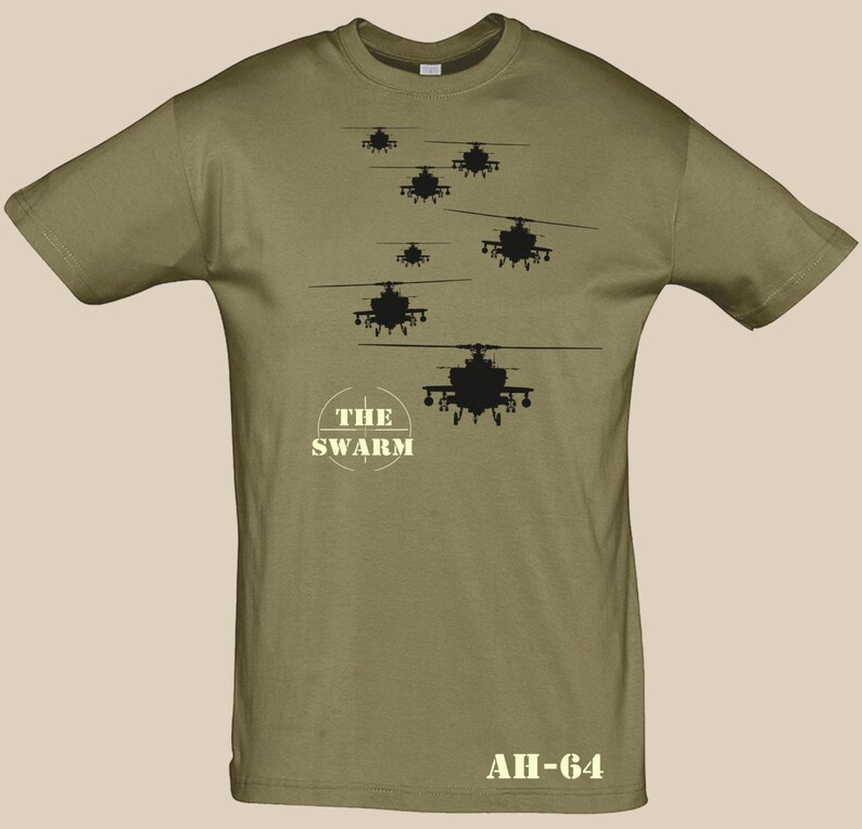 Apache AH-64 Kampfhubschrauber T-Shirt, US-Army-T-Shirt, USA-Grafikdesign, Größen S–5XL Bild 2