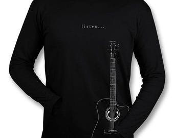 T-shirt elektrische gitaar longsleeve, T-shirt gitarist, cadeau muzikant, rockshirt, kleding gitaarliefhebber, vintage muziek T-shirt