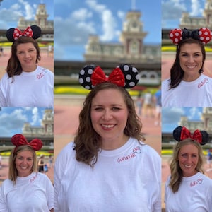 Minnie and Mickey Hand Embroidered Shirt Customizable